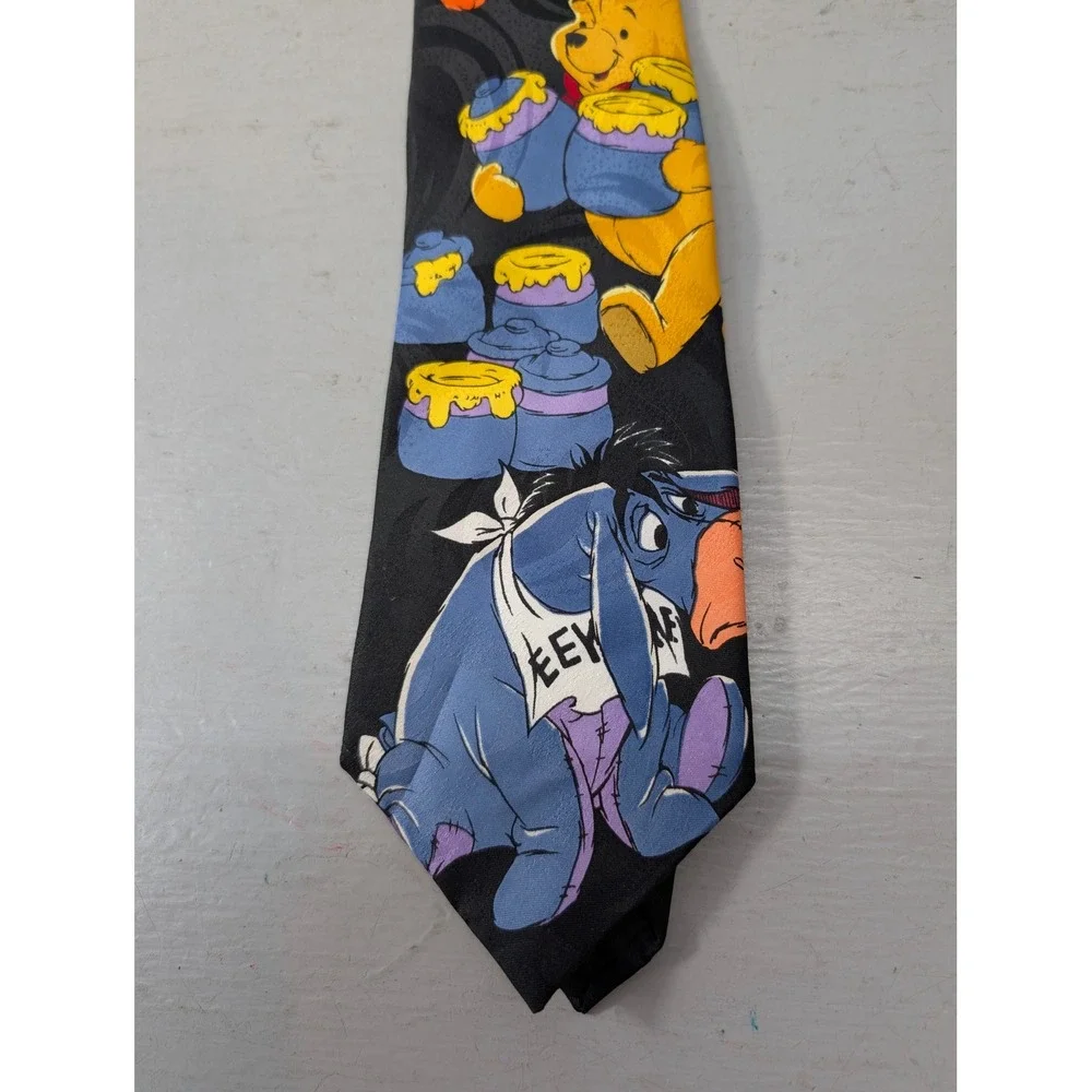 2pc Disney Pooh‎ Vintage Winnie the Pooh Eeyore Tigger Men's Necktie 90s Cartoon